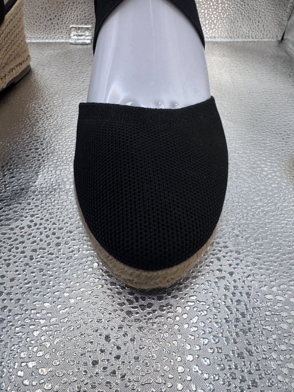 NWOB Joie Black Sydney Stretch Espadrille Wedge Sandals Shoes Jute Raffia - Picture 6 of 9